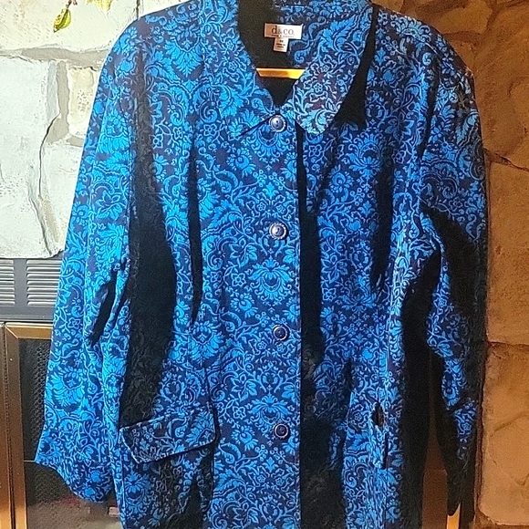 Denim & Co. Blue Corduroy Floral Print Jacket 3X Like New! - Picture 2 of 7